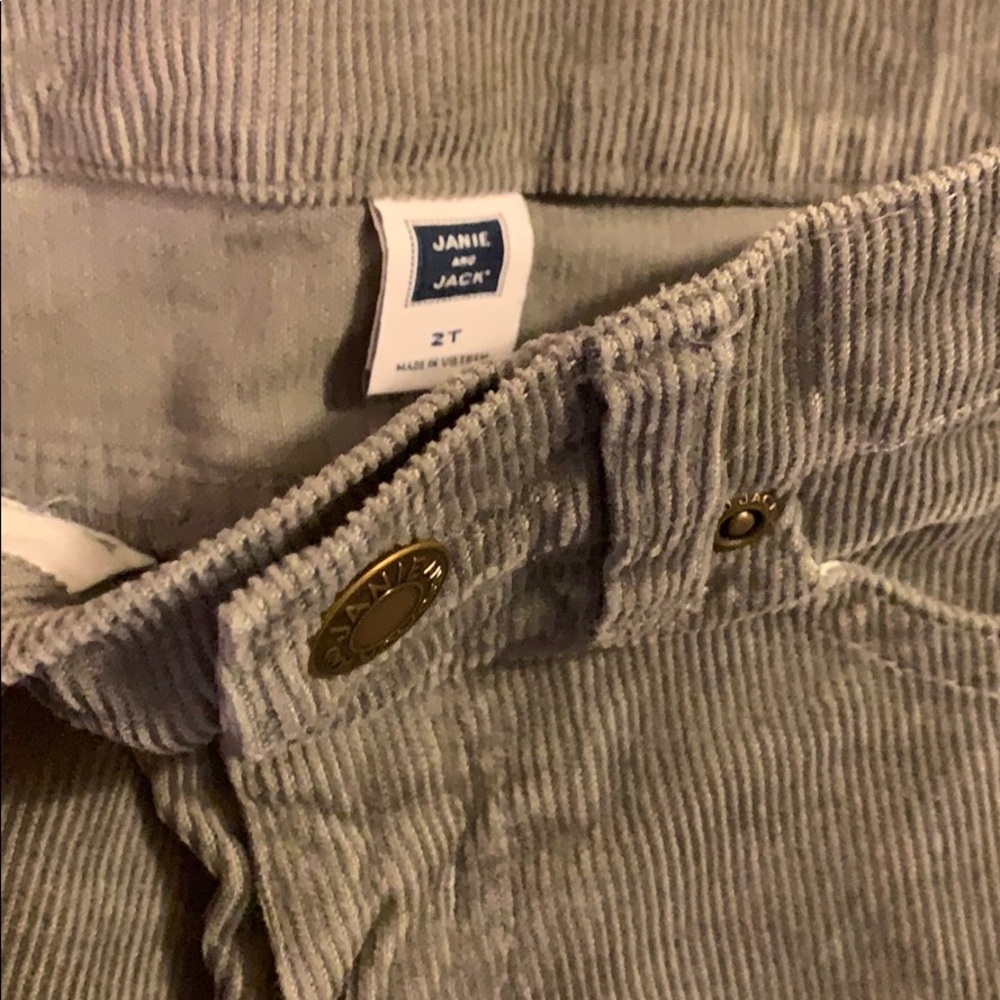 2 Janie & Jack Corduroy pants 18-24 + 2T Reindeer Blue & Solid Gray - Picture 11 of 11
